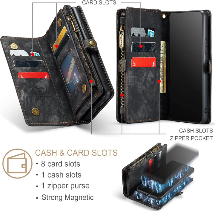 UFinetech Samsung A53 Hülle, Stossfest TPU Leder Flip Tasche Samsung Galaxy A53 5G Handyhülle, Magne