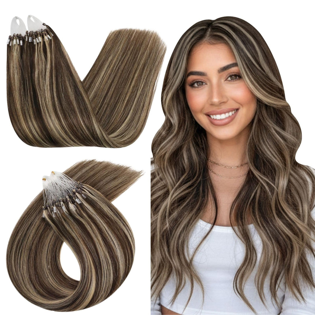 Ugeat Micro Loop Haar Extensions Bonding Haarverlangerung 45cm 50Strähnen Micro Bondings Extensions