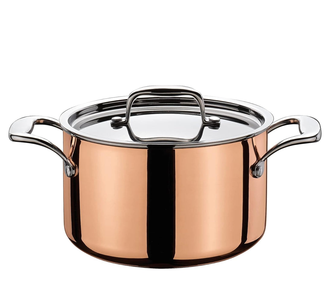 Spring CULINOX Fleischtopf mit Deckel | Ø: 16cm, Höhe: 10 cm | 2 ltr | 0,5 mm Aussenschicht aus Kupf