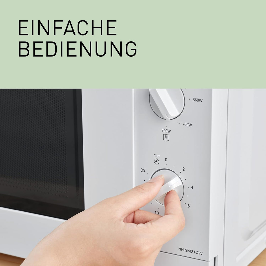 Panasonic NN-GM21QWEPG 20L Kompakt-Mikrowelle mit Grill, 800 W, Kombi-Garen, 5 Leistungsstufen, Auft