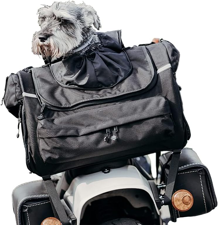 DEEMEED PETBAG Motorradtasche für Hunde und Katzen (5-8 kg), wasserdicht, tragbar, dreifach belüftet