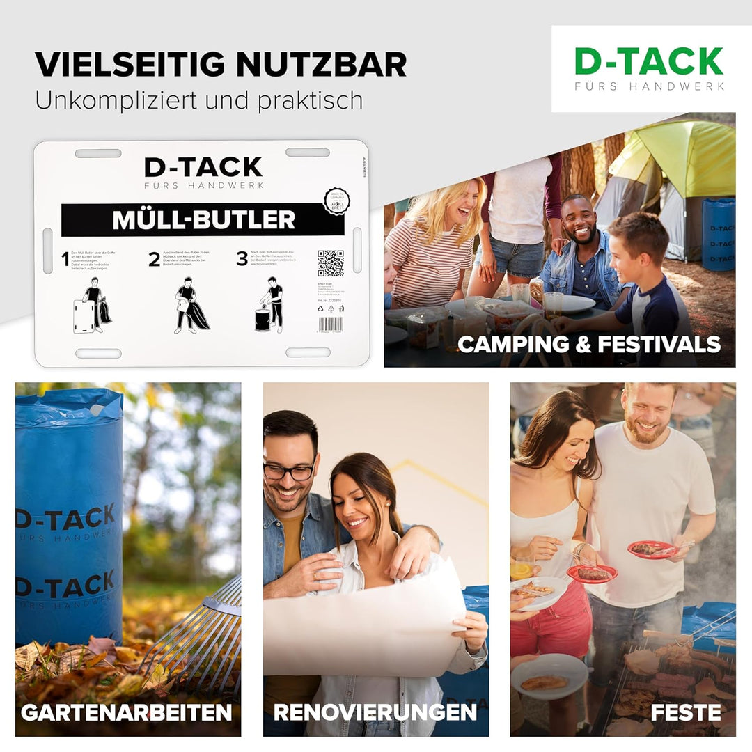 D-TACK Müll-Butler für 120–240l Müllsäcke | Stabiler Sackhalter zum Aufstellen & Befüllen | 110 x 75