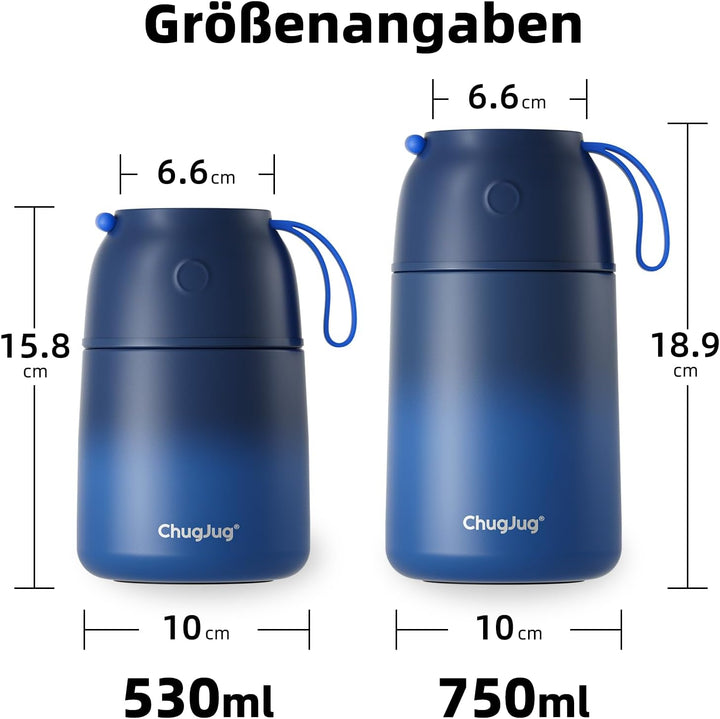 Thermobehälter für Essen 530ml, Edelstahl Thermobecher für Essen Warmhaltebehälter mit Löffel, Ausla