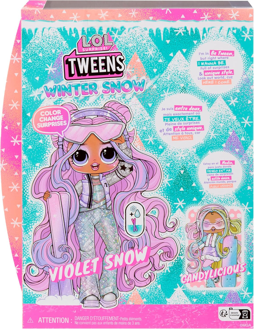 L.O.L. Surprise! Tweens Winter Snow Modepuppe - Violet Snow mit farbwechselnden Skiern und 10+ Frost