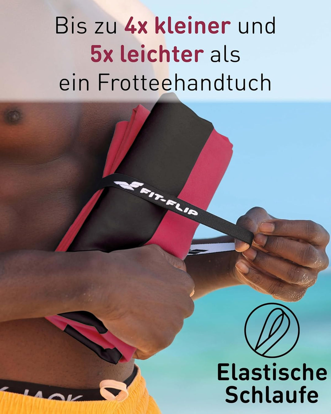 Fit-Flip Strandtuch XXL aus Mikrofaser - leicht und schnelltrocknend - 100% recyceltes Strandhandtuc