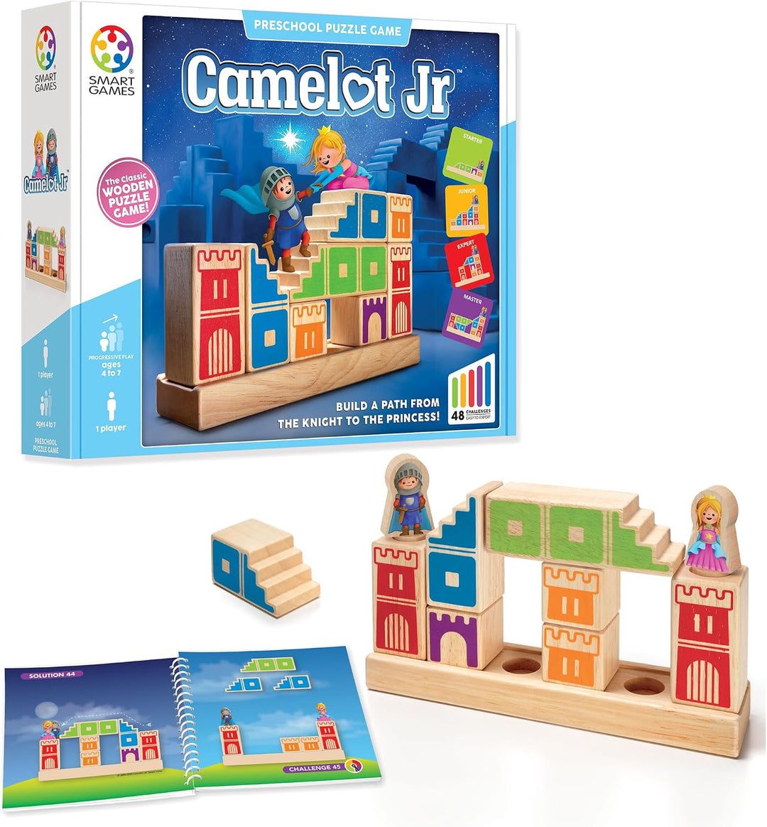 smart games - Camelot Jr, Preschool Puzzle Game with 48 Challenges, 4-9 Years, 24 x 6 x 24 cm (LxWxH