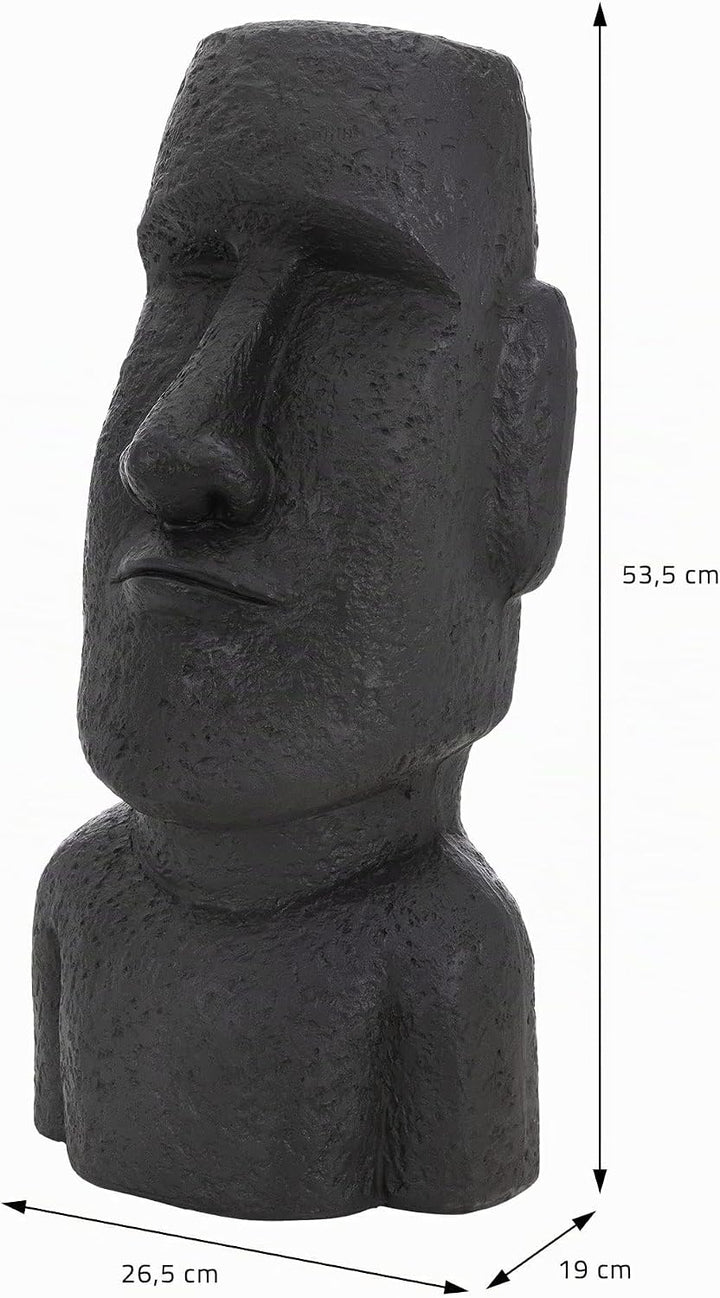ECD Germany Moai Figur Rapa Nui Kopf 53,5 cm hoch aus wetterfestem Steinguss Kunstharz, Anthrazit, O
