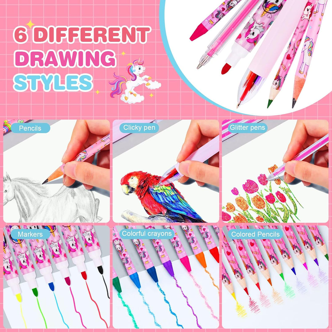 TCJJ Unicorn Painting Set 66Pcs Malset Mädchen 4-12 Jahre mit Einhorn-Aufbewahrungsbox,Malkoffer für