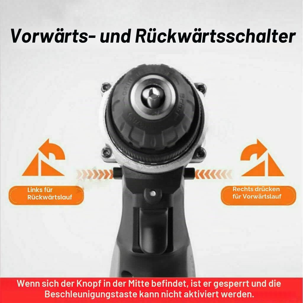 Akku-Bohrschrauber Akkuschrauber Set 21V mit LED Licht (1 Akku, 1.5 Ah, Max. Drehmoment: 45Nm, 25+1