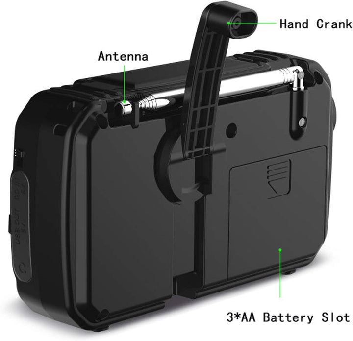 Kavolet Solar Radio, Digitales FM AM WB Kurbel Radio Outdoor Notfall Solar Handkurbel Radio Taschenl