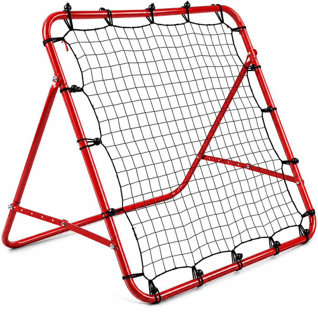 Fussball Rebounder 100 x 100 cm, klappbar, verstellbar, mit Bodenankern | Stahlrahmen, robustes PE-N