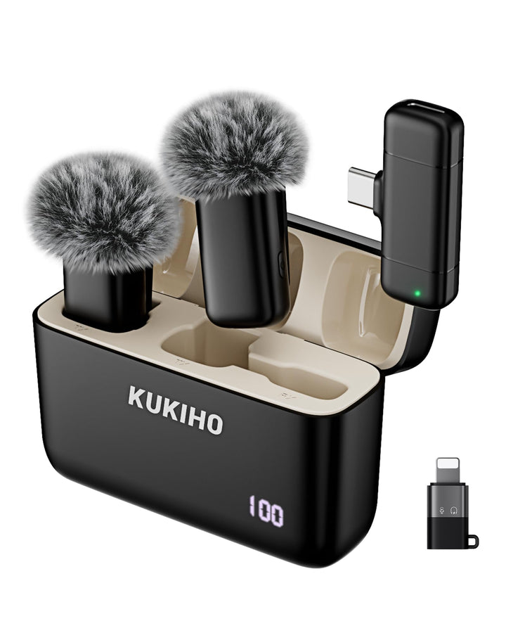 KUKIHO Kabelloses Lavalier Mikrofon für iPhone, Mini Mikrofon für Handy mit DSP-Chip Ansteckmikrofon