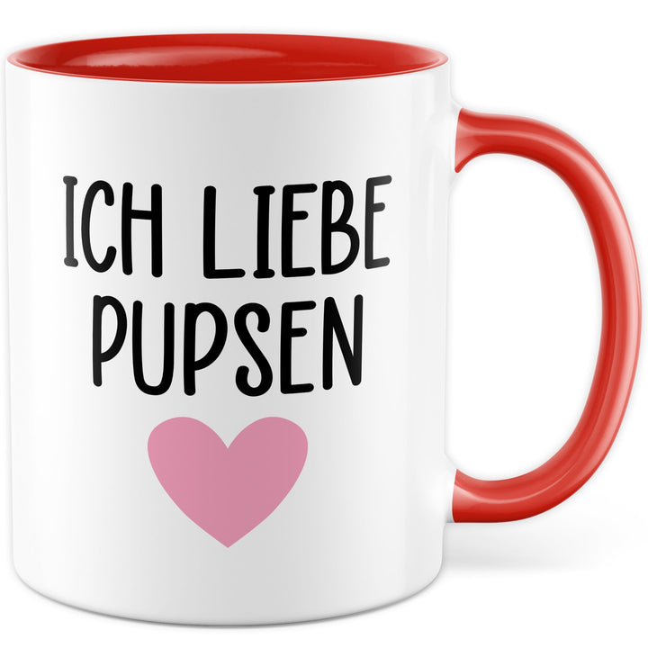 Tasse Lustig Geschenk ich liebe pupsen – Kaffeetasse 330ml aus Keramik – Witz Humor Spruch Büro Witz