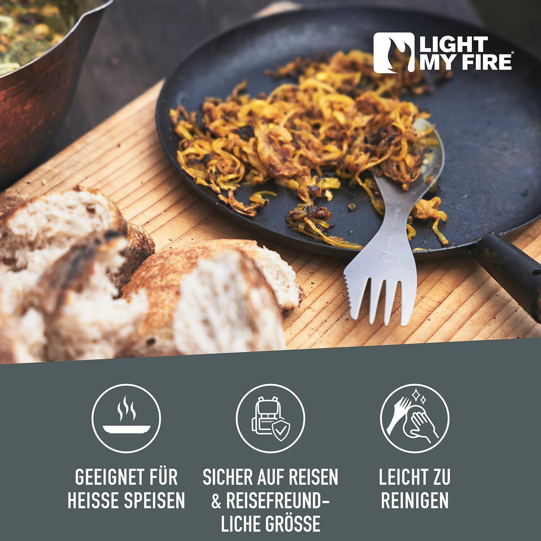 Light My Fire Göffel Titan Spork - 3-in-1 Campingbesteck mit Löffel, Gabel und Messer - Leicht und T