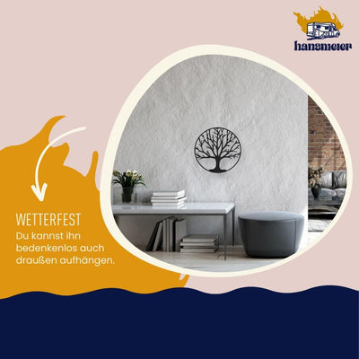 Hansmeier® Wanddeko aus Metall Schwarz | 40 x 40 cm | Wasserfest | Für Aussen, Innen, Balkon & Garte