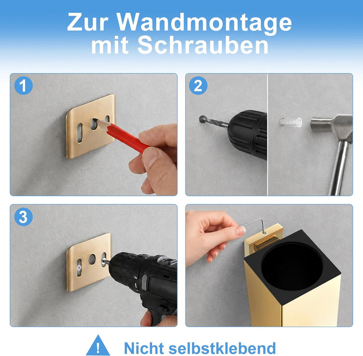bgl Wandhalterung für WC-Bürste aus 304 Edelstahl, quadratisch Gold