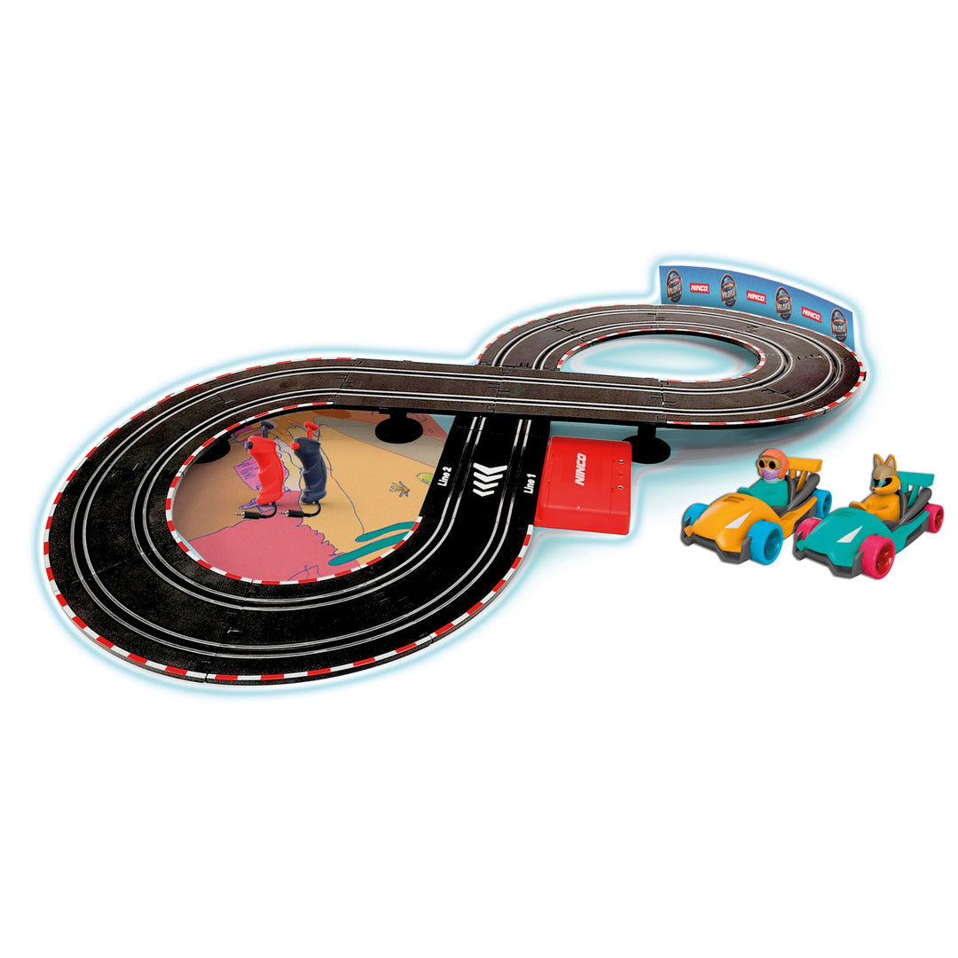 Ninco - Velokú Racers Desert Slotcar Bahn | Kompakte 2,60 m Strecke mit LED-Autos | Leuchtendes Renn
