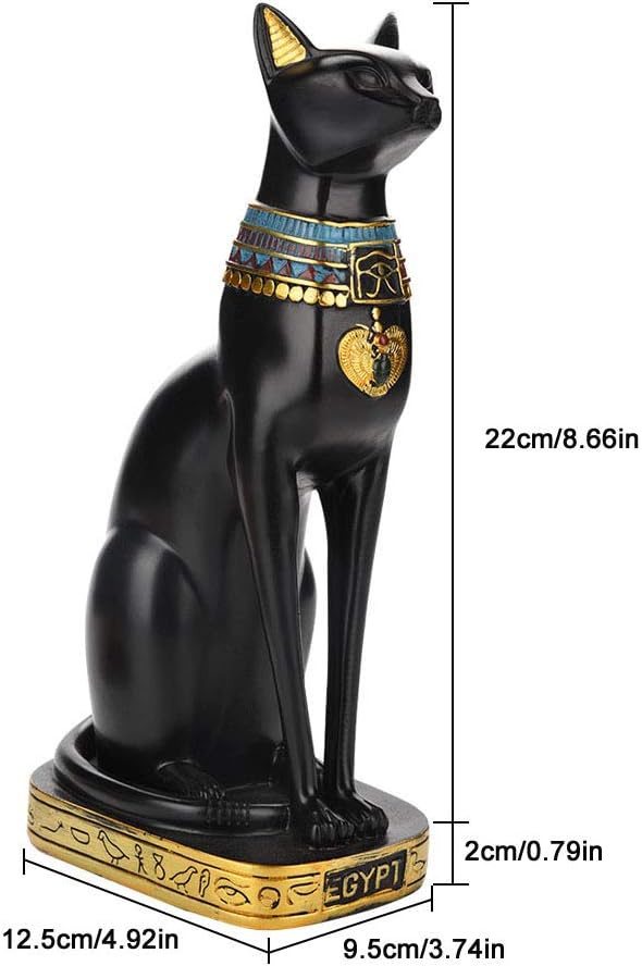 Tomotato Ägyptische Katze Statue, Harz Katze Figur Handgefertigte Katzenskulptur Dekoration Zimmer H