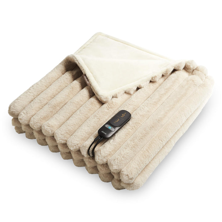 Duux Yentl Striped Elektrische Wärmedecke – 200x200 cm – Extra Weich – 9 Heizstufen & Timer – Waschb