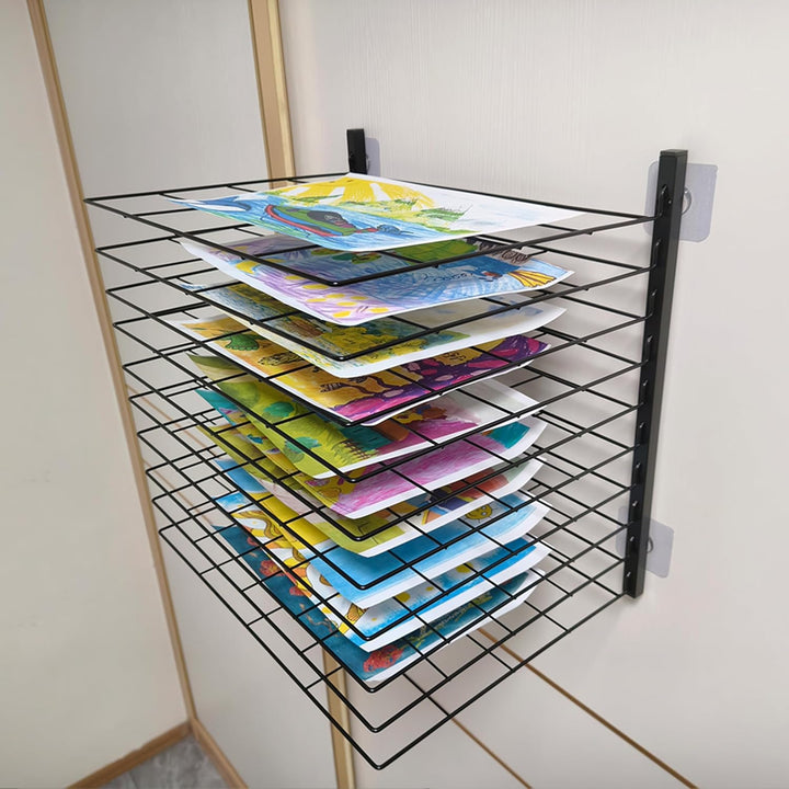 Kunst-Trockenständer, 10 verstellbare Ablagen, passend für alle Wände, Kunsttrockengestell für Klass