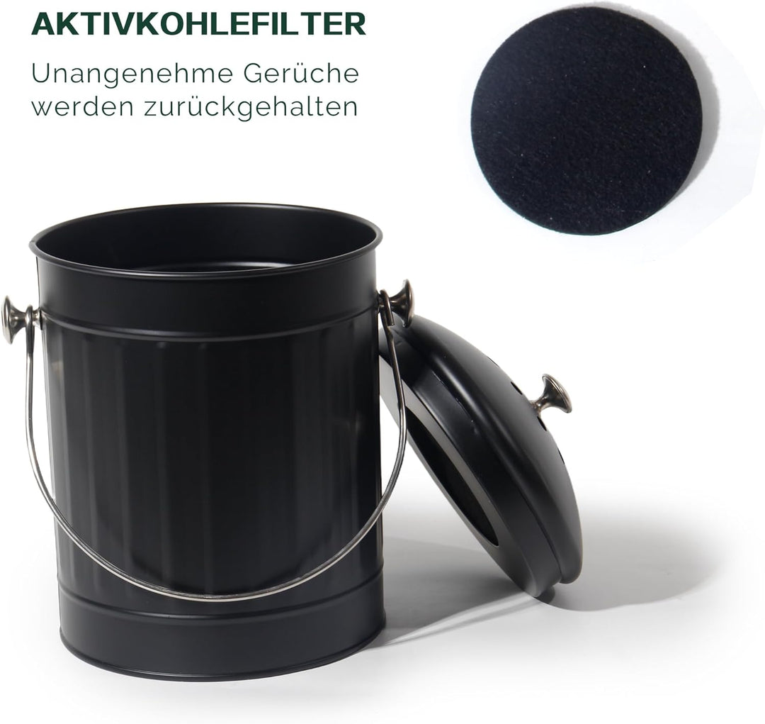 GREELUE Biomülleimer Küche 5,5L mit Deckel & Sieb, Geruchsdicht | Spülmaschinenfest, Bioabfallbehält