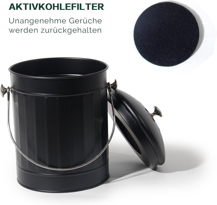 GREELUE Biomülleimer Küche 5,5L mit Deckel & Sieb, Geruchsdicht | Spülmaschinenfest, Bioabfallbehält