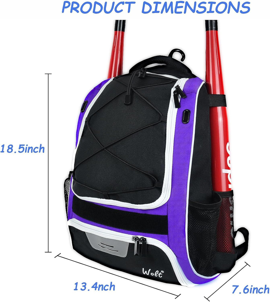 WOLT Baseball-Tasche für Jugendliche: Schläger-Rucksack für Baseball, T-Ball &amp; Softball-Ausrüstung &amp;