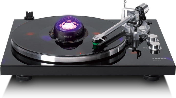 Lenco TTA-180TN - Plattenstabilisator mit RGB-Lichteffekten - 250g Plattenspieler Gewicht & Discokug