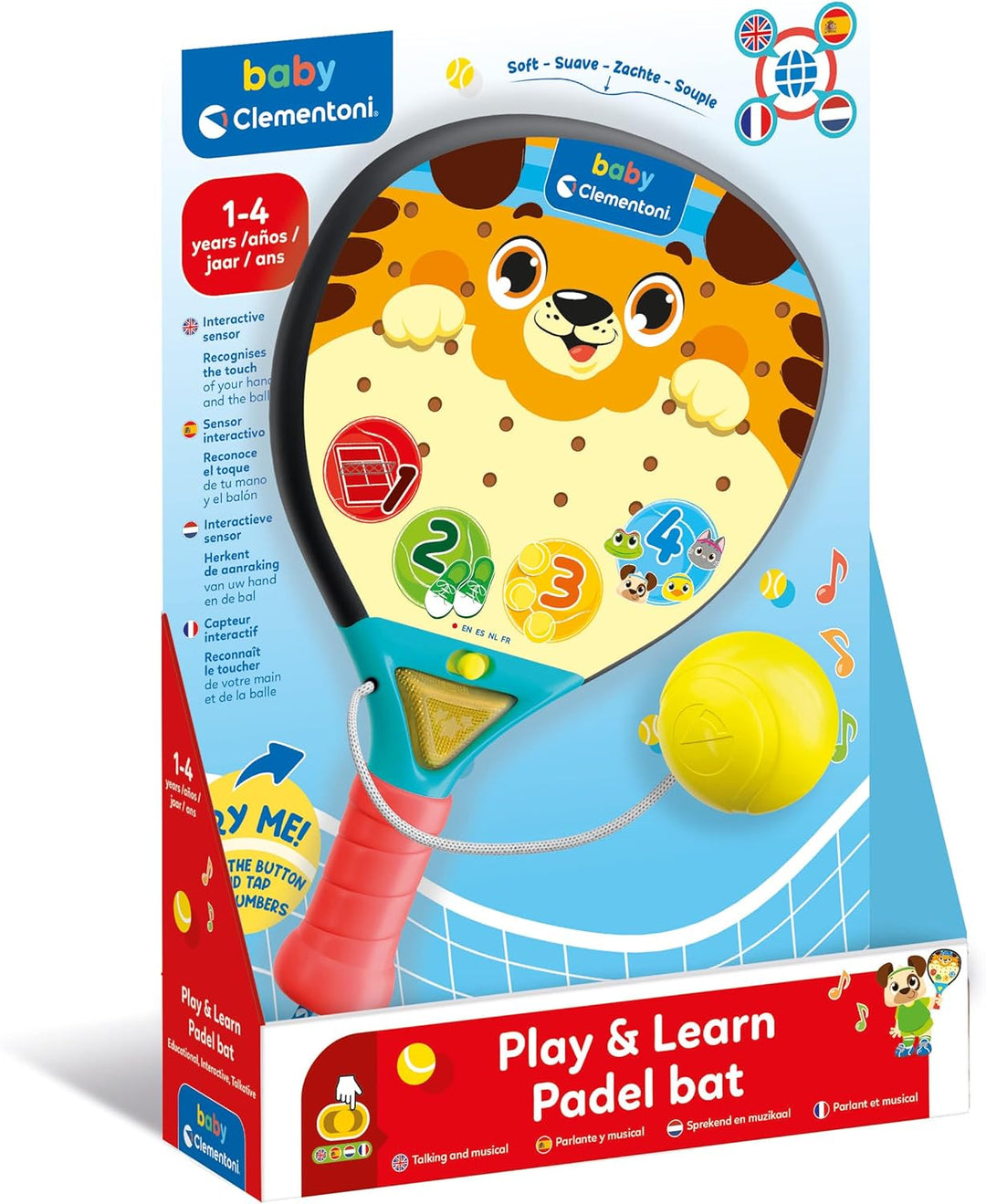 Clementoni interaktives Spielzeug Baby Padelracket mit Licht und Sound