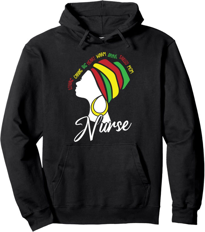 Schwarz Krankenschwester Mama Afro Haar Melanin Stolz Rn Pullover Hoodie