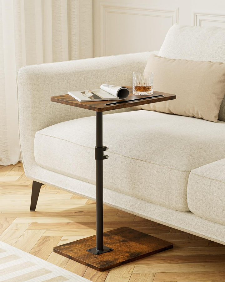 HEYZOEY Beistelltisch, C-Form Höhenverstellbar Sofatisch, 360°Rotierend Couchtisch Klein,40x30x(45-8
