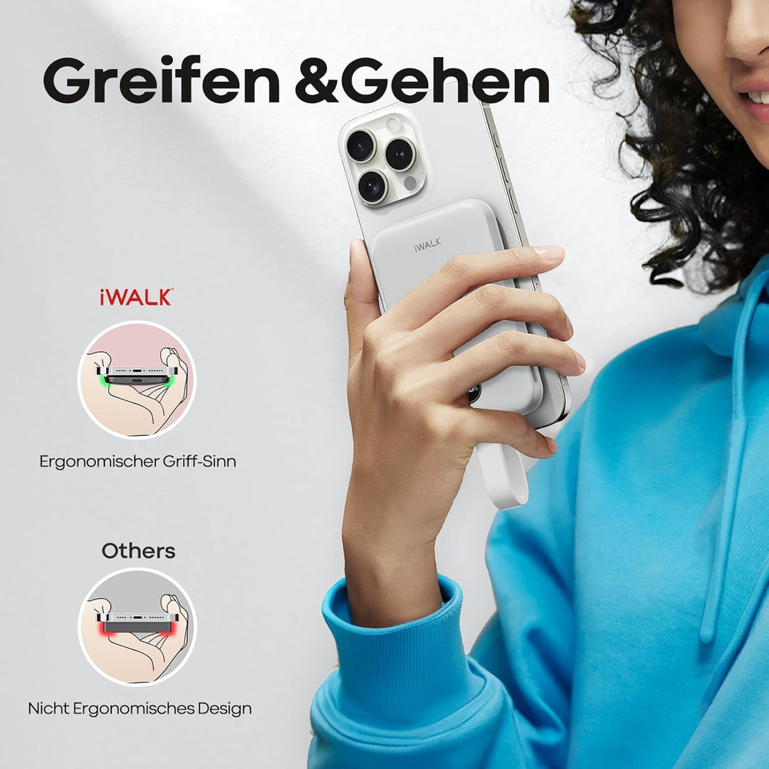 iWALK Mag Safe Wireless Power bank 10000mAh, Qi2 Zertifizierte 15W, 30W Schnellaufladung mit LED und
