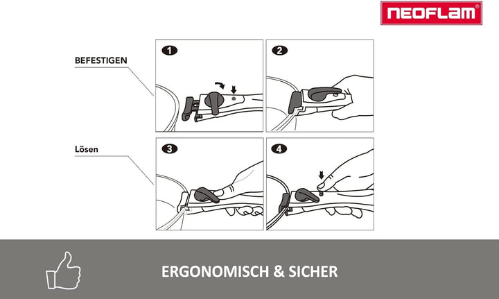 NEOFLAM® - Midas Plus Topf- und Pfannen-Set mit abnehmbarem Griff, 8-teilig, induktionsgeeignet, Ker