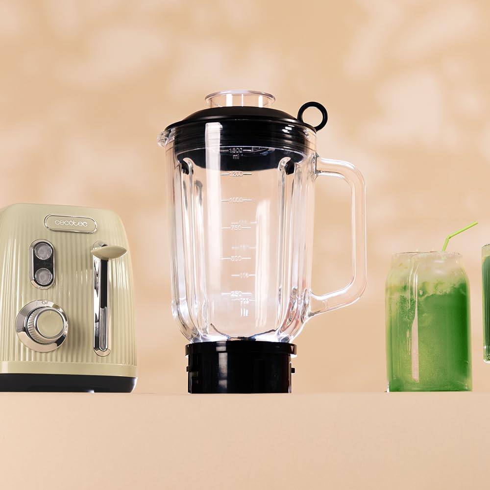 Cecotec Standmixer Retro Power Black Titanium RetroGreen. 1200W Maximale Leistung, 2 Geschwindigkeit