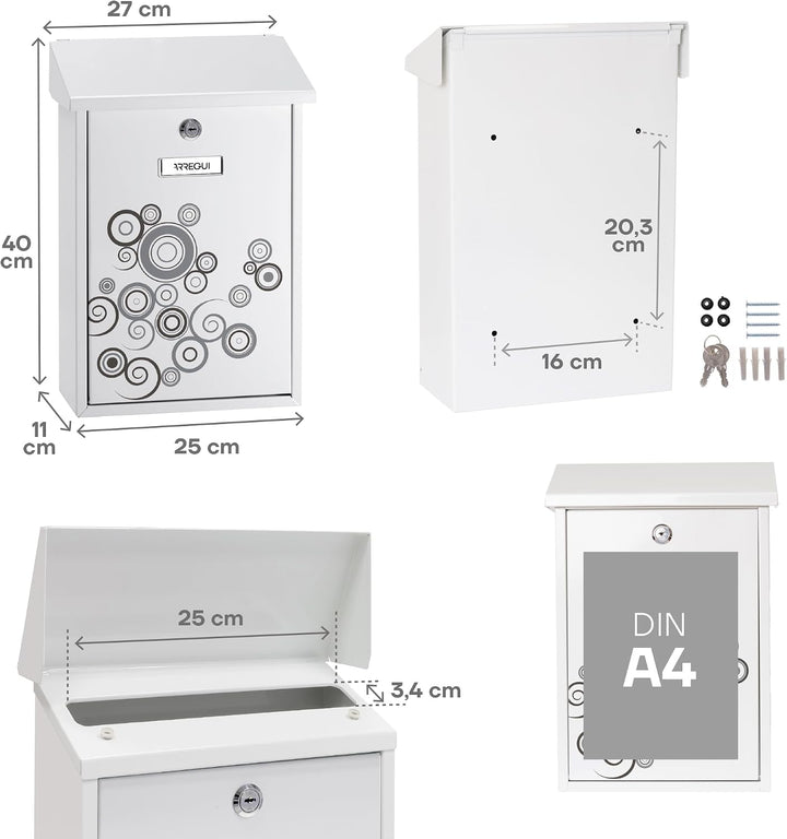 ARREGUI Premium E5606 Briefkasten aus Verzinktem Stahl, mit im Siebdruck lackiertem Motiv "Spark", G