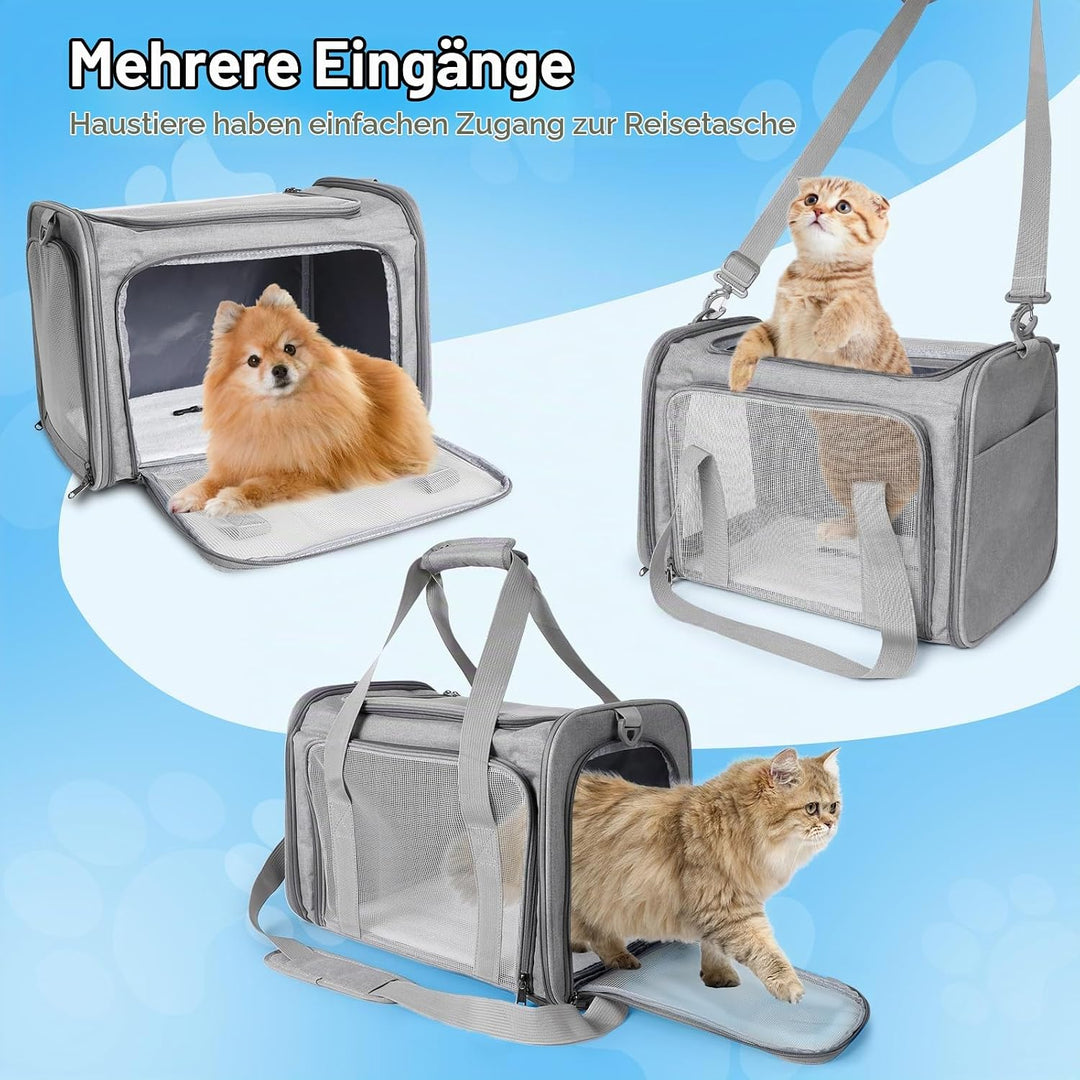AiQInu Transporttasche Katze Hund Faltbare, Hundetransportbox mit Einstellbar Schultergurt, Tragfähi