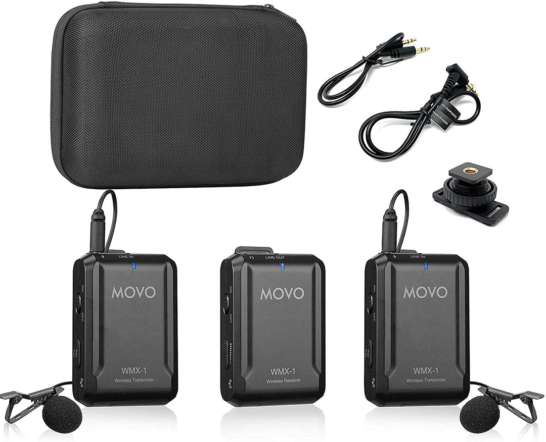 Movo WMX-1-DUO 2.4GHz Drahtloses Lavalier-Mikrofonsystem, kompatibel mit DSLR-Kameras, Camcordern, i
