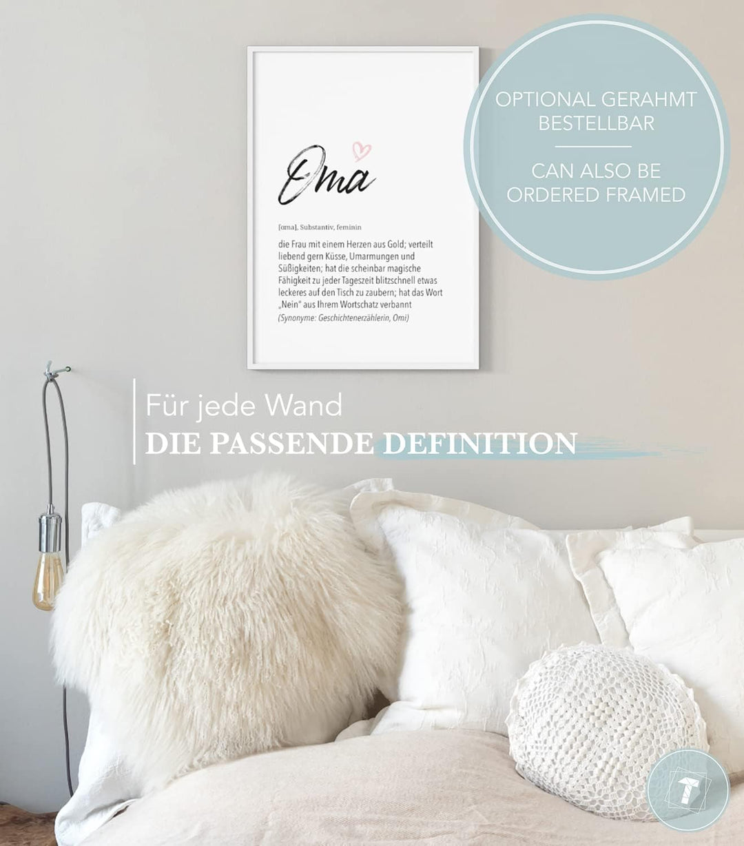 Papierschmiede® Herz Definition: Oma, DIN A1 (ca. 59x84 cm), Poster für Wohnzimmer, Schlafzimmer, Wa
