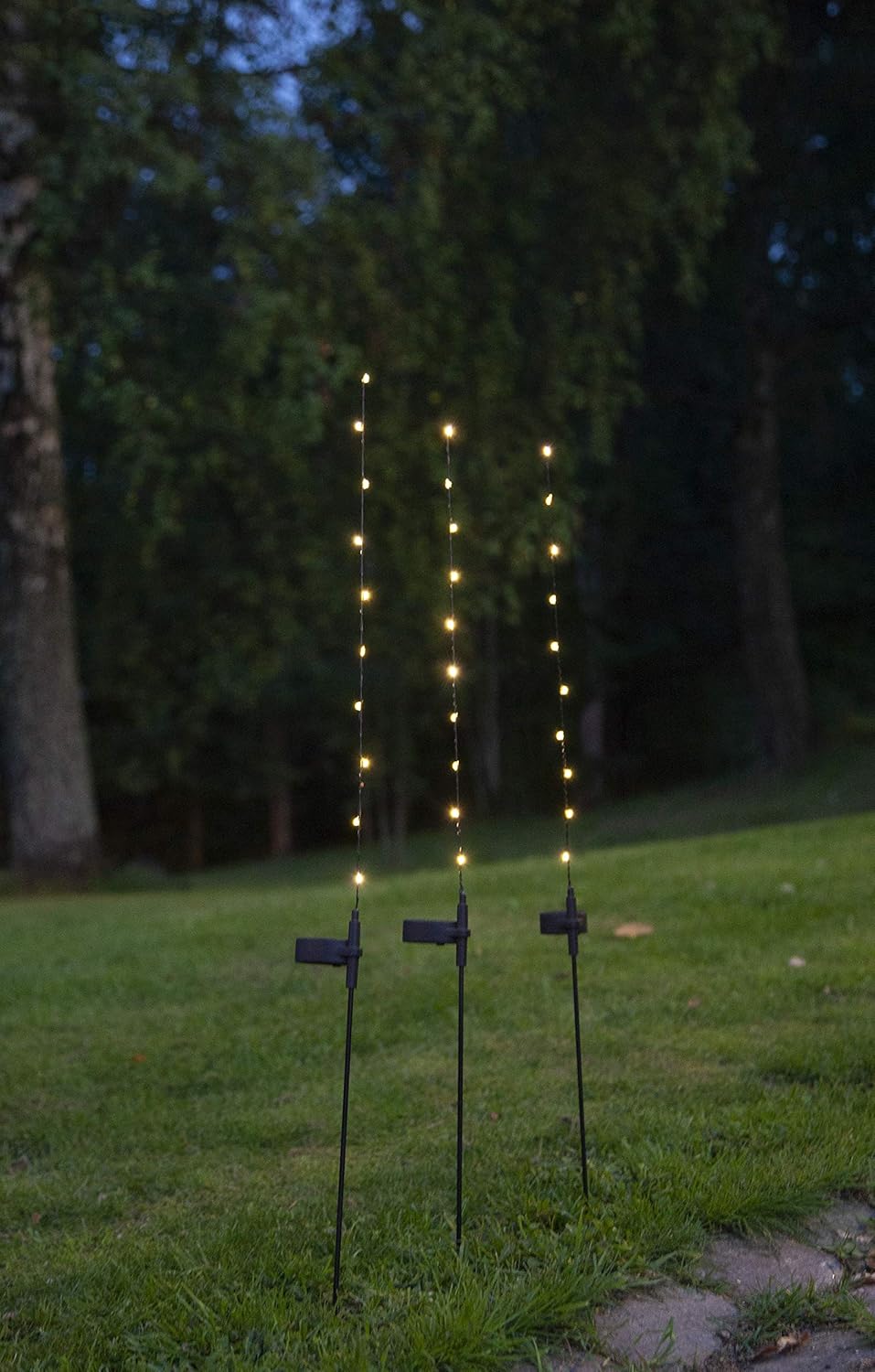 Solarstäbe 3er Set Model Flexy, schwarz, 10 warm weisse LED´s pro Stab, ca. 80 cm hoch