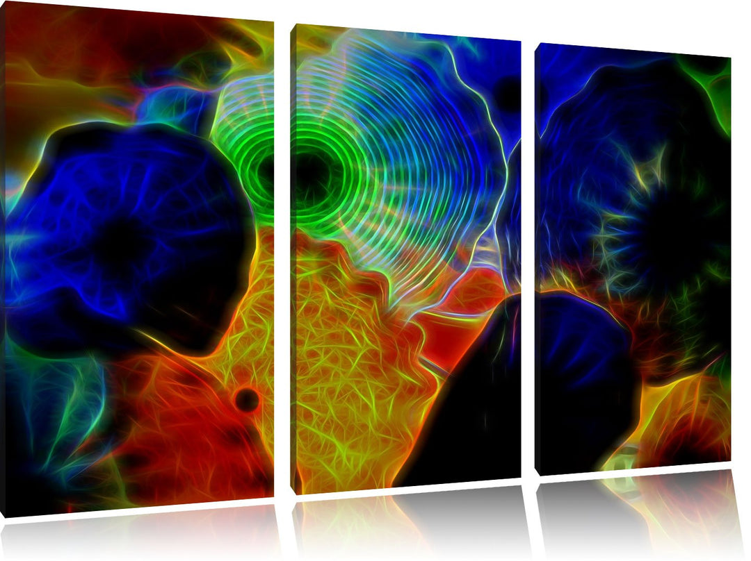 bunte Quallen NewArt 3-Teiler Leinwandbild 120x80 Bild auf Leinwand, XXL riesige Bilder fertig gerah
