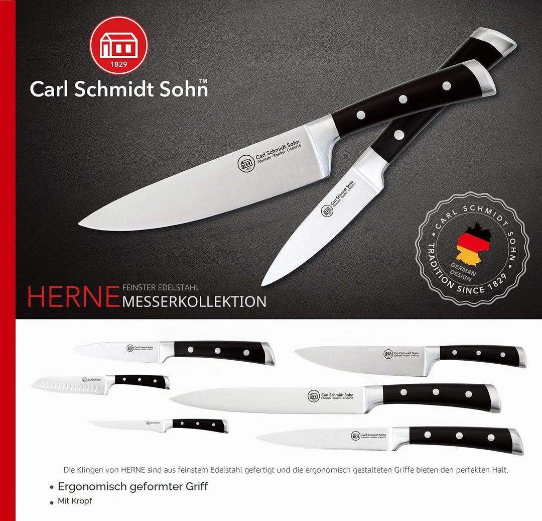 Carl Schmidt Sohn 037963 Herne Santokumesser 18 cm, 18/10 Edelstahl, schwarz, 26 x 11,3 x 1,4 cm 18