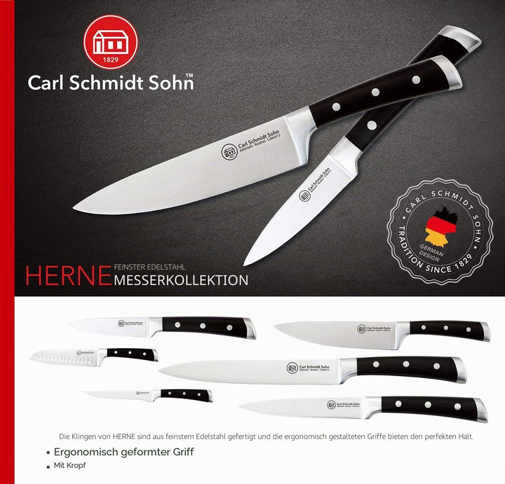 Carl Schmidt Sohn 037963 Herne Santokumesser 18 cm, 18/10 Edelstahl, schwarz, 26 x 11,3 x 1,4 cm 18