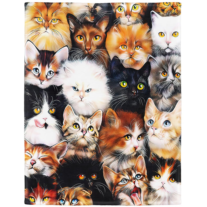 YISUMEI Decke 125x150 cm Kuscheldecken Sanft Flanell Weich Fleecedecke Nettes Katzen Zucht Collagen