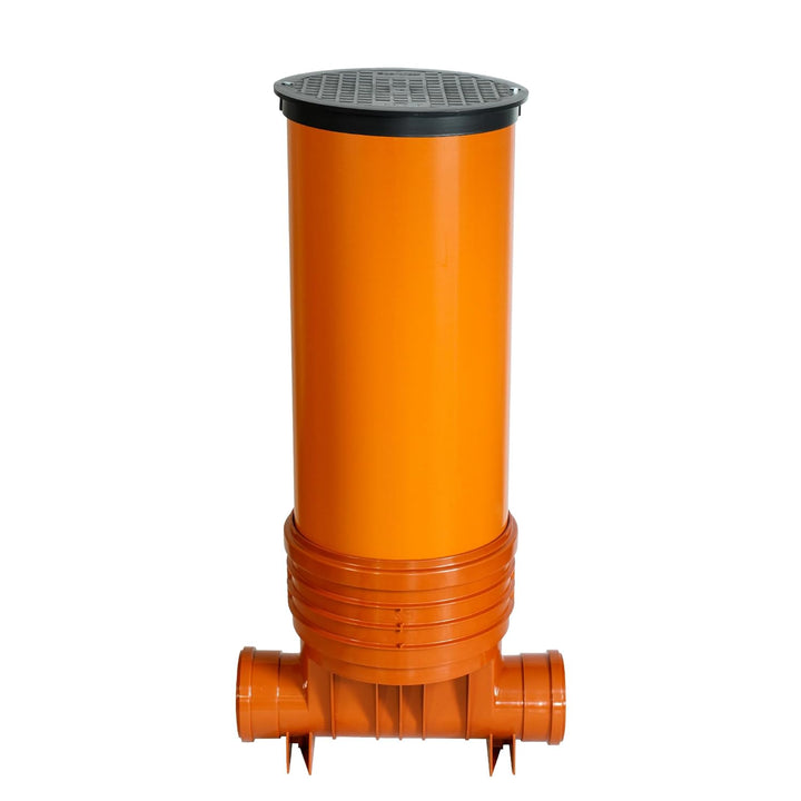 Schachtsystem Set - Kontrollschacht DN 400 - PVC Kunststoffrohr, Schachtböden gerade, 1 m Rohr, Deck