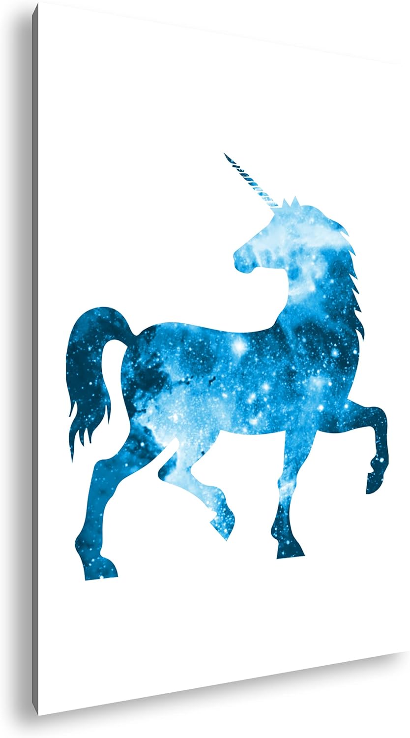 deyoli Galaxie-Einhorn Format: 100x70 Effekt: Monocrome Blau als Leinwandbild, Motiv fertig gerahmt