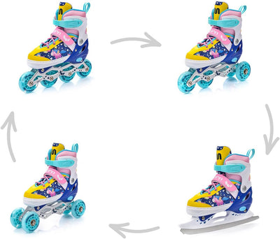 meteor® Inlineskates 4in1 Kinder Inliner Rollschuhe Roller Blades Quad Skates Carbon Kinder Inlinesk