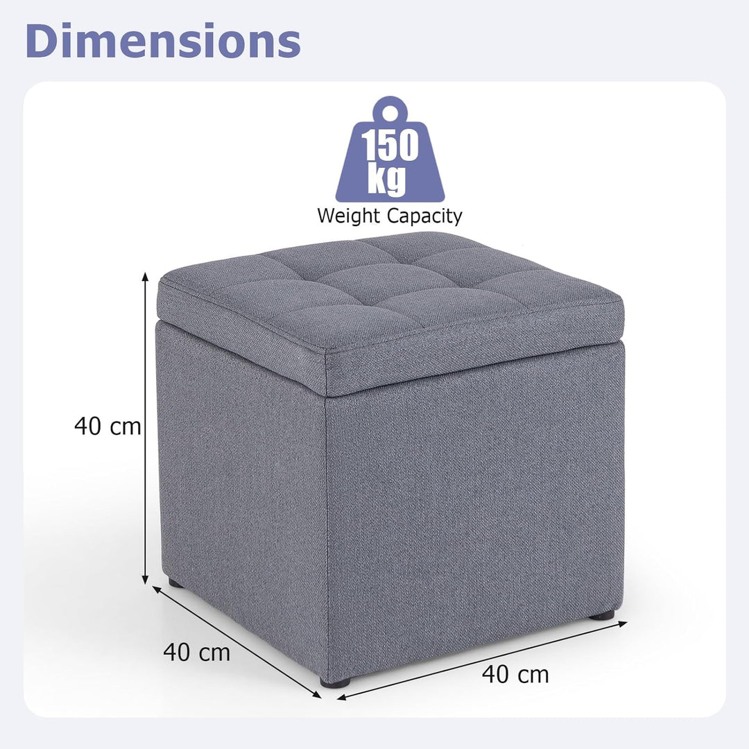 GIANTEX Sitzhocker mit Stauraum, Sitzwürfel Sitzbox gepolstert mit Deckel, Fusshocker bis 150kg bela