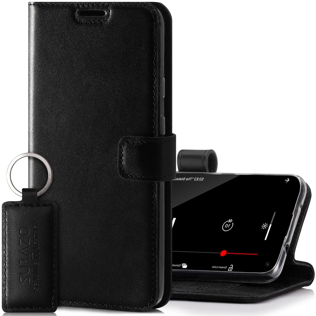 SURAZO Handyhülle für iPhone 11 Pro – Premium Echtleder Hülle Schutzhülle mit [Standfunktion, Karten
