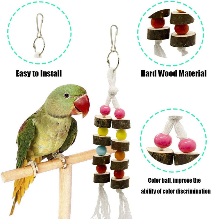 JasCherry 7 Stück Vogel-Spielzeug für Vogel-Käfig Kauen Mahlen - Hängende Schaukel Glöckchen Hängema