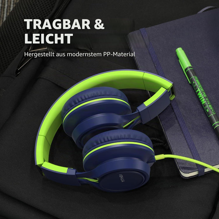 AILIHEN C8 Kopfhörer mit Kabel und Mikrofon, faltbar und verstellbar, On-Ear-Headsets, Lautstärkereg
